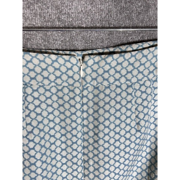 Ann Taylor Lined Front Vent Skirt Womens Size 10 Blue Geometric‎ Back Zip - Picture 6 of 8